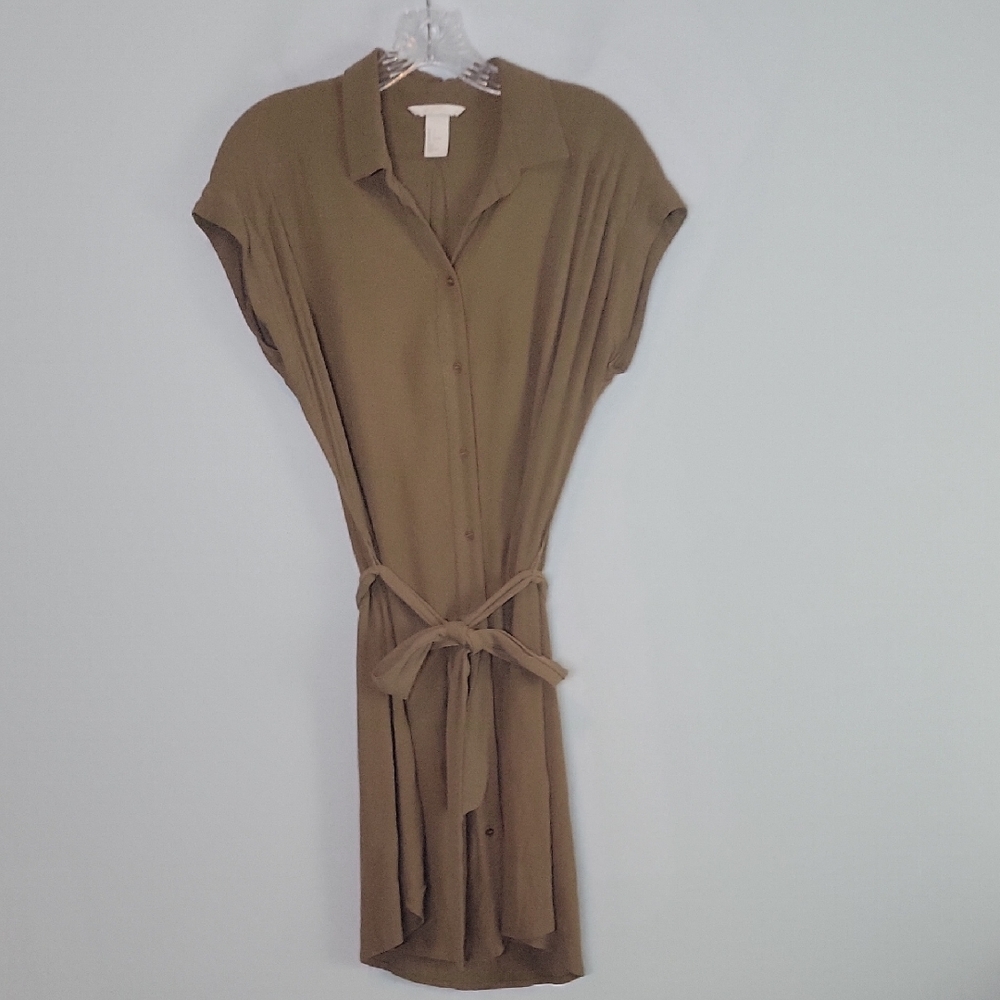 H&M shirt dress belted brown